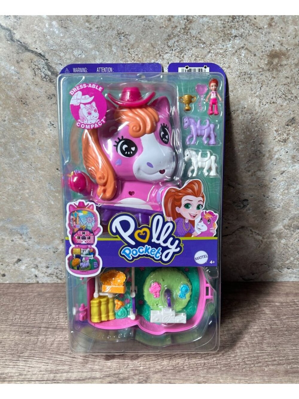Mattel Polly Pocket Pony Rodeo Compact Playset Doll Horses Accessories JCR39